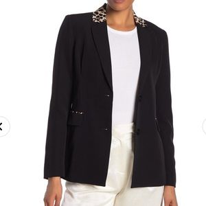 Laundry by Shelli Segal leopard trim print Blazer size 10